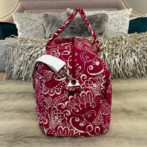 VERA BRADLEY Twirly Birds Pink Weekender Bag Travel Carryon White Quilted 2010 - Picture 9 of 14
